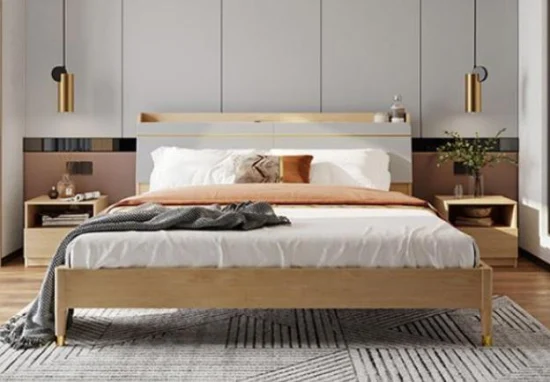 Letto matrimoniale king size in legno per camera da letto per la casa di design OEM ODM di lusso all'ingrosso della Cina
