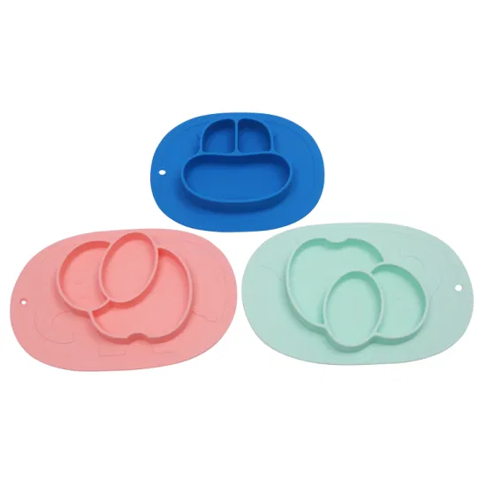 Cucciolo Piatto per bambini in silicone Piatto per alimenti complementare per neonati Ventosa integrata a reticolo Non facile da cadere e scivolare